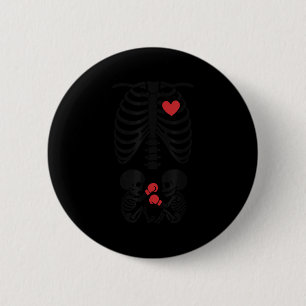 Pregnant Skeleton Twin Halloween Skeleton Boxing T 6 Cm Round Badge