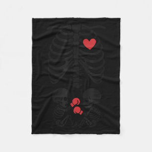 Pregnant Skeleton Twin Halloween Skeleton Boxing T Fleece Blanket