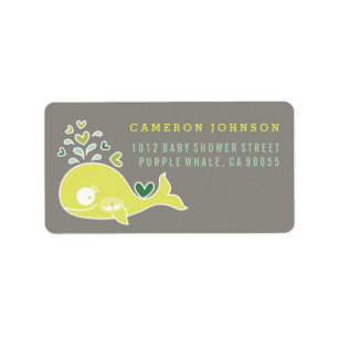 Pregnant Whale Twins Baby Shower Address Labels