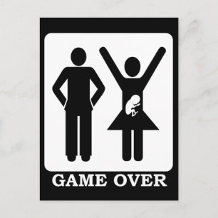 Pregnant Wife - Game Over Announcement Postcard