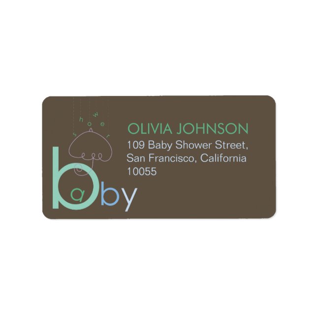 Pregnant With Baby Blue Typography Shower Address Label (Front)
