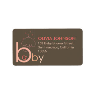 Pregnant With Baby Pink Typography Shower Address Label