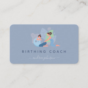 Pregnant Woman Birthing Coach Illustration Earthy  Business Card