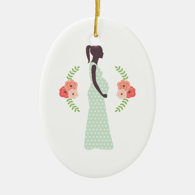 Pregnant Woman Ceramic Tree Decoration (Front)