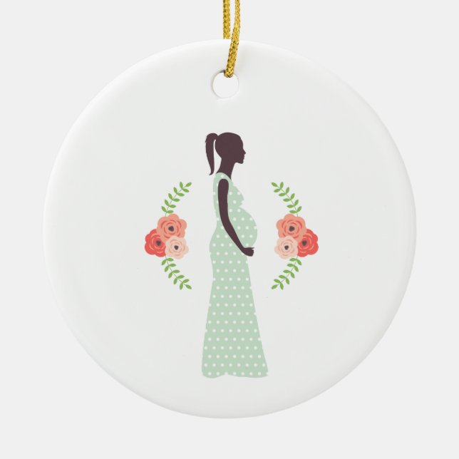 Pregnant Woman Ceramic Tree Decoration (Front)