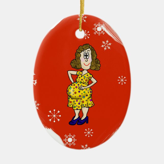 Pregnant Woman Christmas Ornament Customise It! (Front)