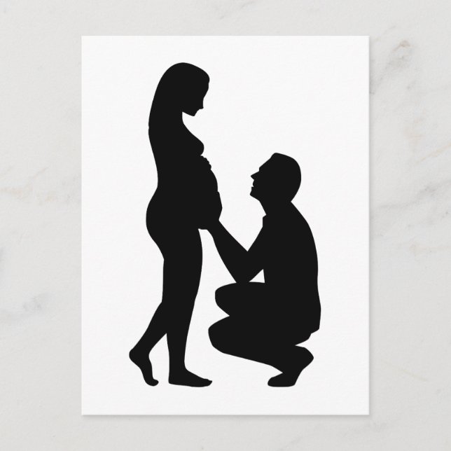 Pregnant woman couple announcement postcard (Front)