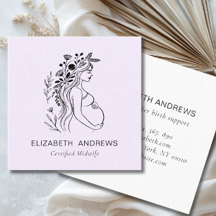 Pregnant Woman Illustration Doula Midwife Square Business Card