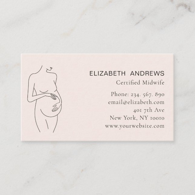 Pregnant woman Illustration, simply modern  Busine Business Card (Front)