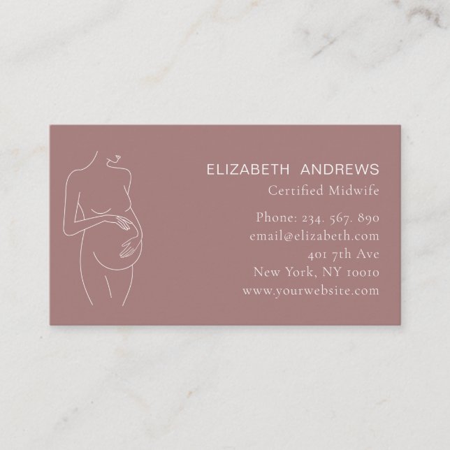 Pregnant woman Illustration, simply modern  Busine Business Card (Front)