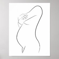 Pregnant Woman Line Art Modern Minimalist Stylish
