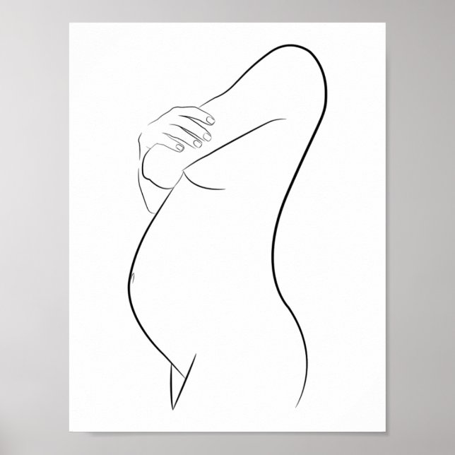 Pregnant Woman Line Art Modern Minimalist Stylish Poster (Front)