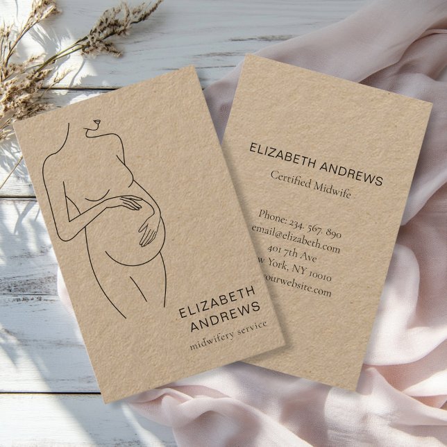 Pregnant, woman, line art, simple business card (Creator Uploaded)