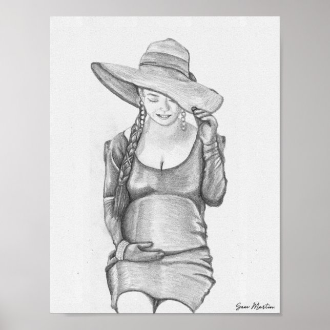 Pregnant Woman Painting Print (Front)