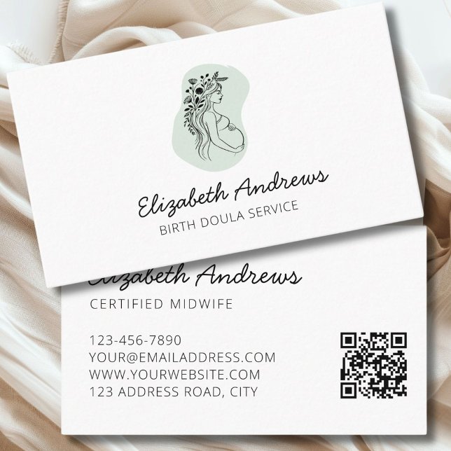 Pregnant Woman-simpel-modern business card (Pregnant Woman Illsutration Boho-simpel-modern Business Cards
)