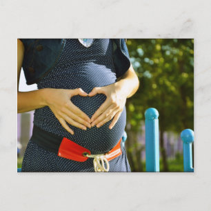 Pregnant woman tummy announcement postcard