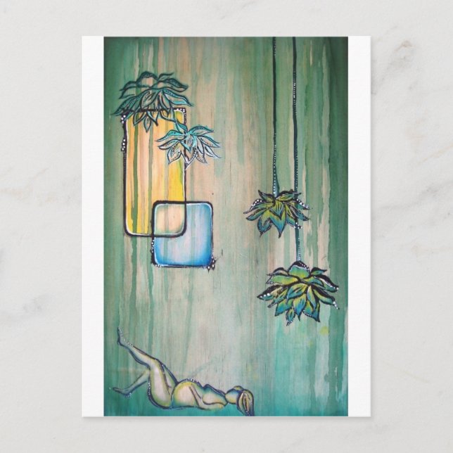 Pregnant Woman with Lotus Flowers Announcement Postcard (Front)