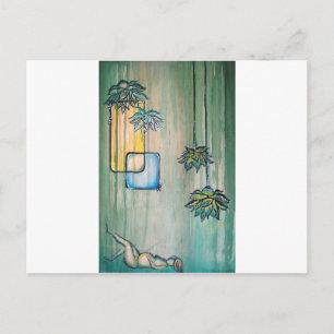 Pregnant Woman with Lotus Flowers Announcement Postcard