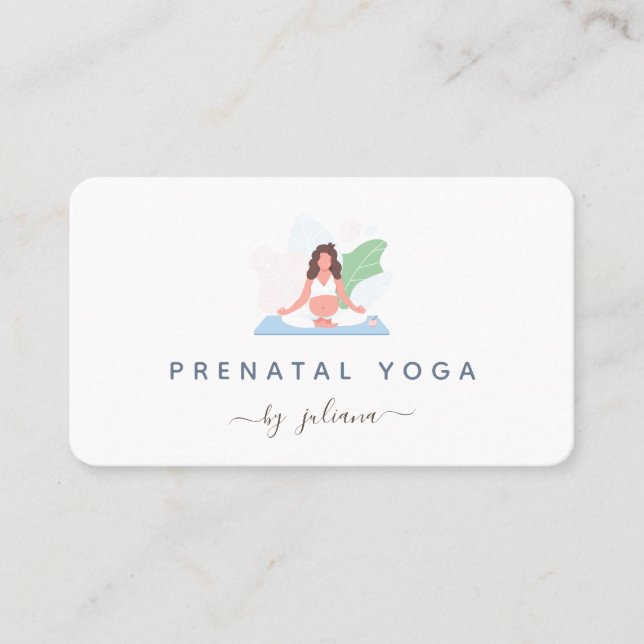 Pregnant Woman Yoga Instructor Minimalist Bohemian Business Card (Front)