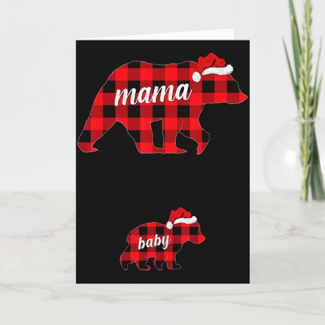 Pregnant Women Mama Bear Pregnancy Christmas Pajam Card (Front)