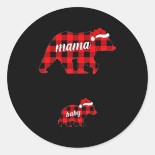 Pregnant Women Mama Bear Pregnancy Christmas Pajam Classic Round Sticker