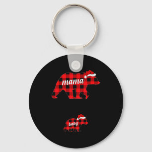 Pregnant Women Mama Bear Pregnancy Christmas Pajam Key Ring