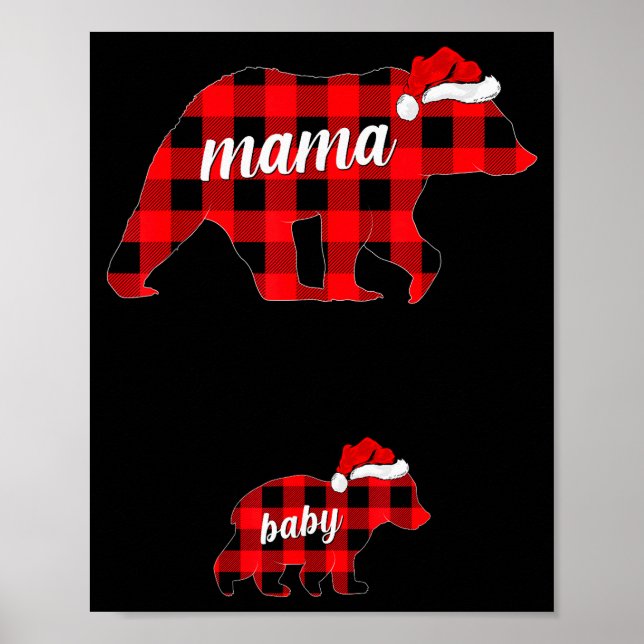 Pregnant Women Mama Bear Pregnancy Christmas Pajam Poster (Front)