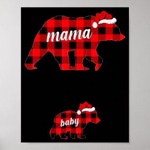 Pregnant Women Mama Bear Pregnancy Christmas Pajam Poster