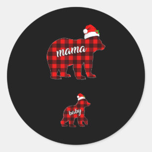 Pregnant Women Mom Mama Bear Pregnancy Christmas P Classic Round Sticker