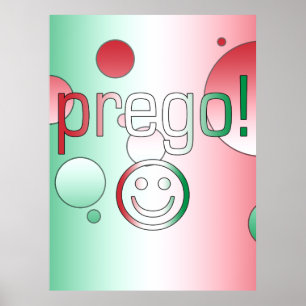 Prego! Italy Flag Colours Pop Art Poster