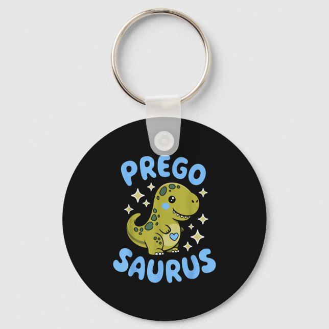 Pregosaurus Cute Retro Mommy Dinosaur Pregnancy An Key Ring (Front)