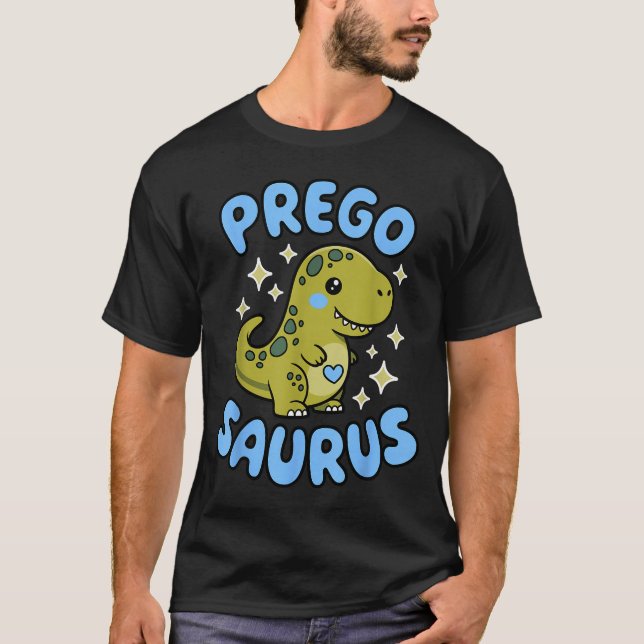 Pregosaurus Cute Retro Mommy Dinosaur Pregnancy An T-Shirt (Front)