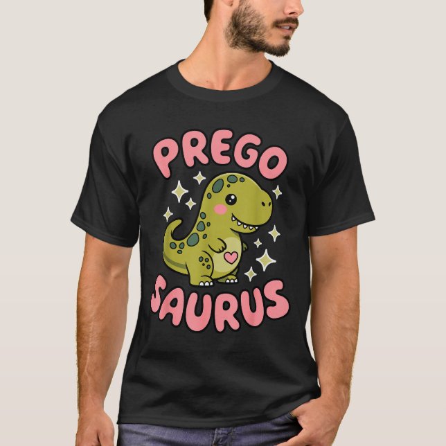 Pregosaurus Cute Retro Mommy Dinosaur Pregnancy An T-Shirt (Front)