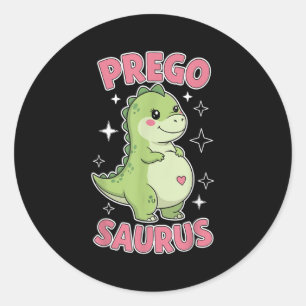 Pregosaurus Cute Retro Mummy Dinosaur Pregnancy An Classic Round Sticker