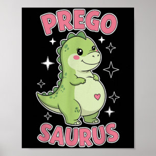 Pregosaurus Cute Retro Mummy Dinosaur Pregnancy An Poster