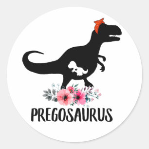Pregosaurus Funny Pregnancy Gift Classic Round Sticker