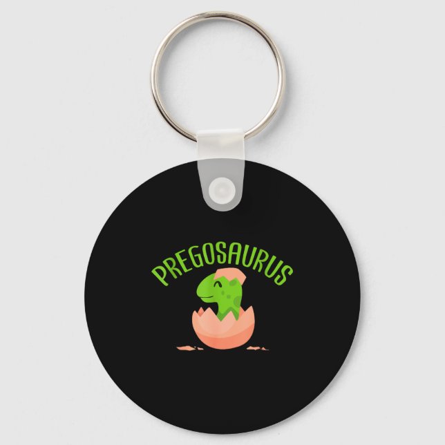 Pregosaurus Preggo Saurus Pregnant Women Dino Love Key Ring (Front)