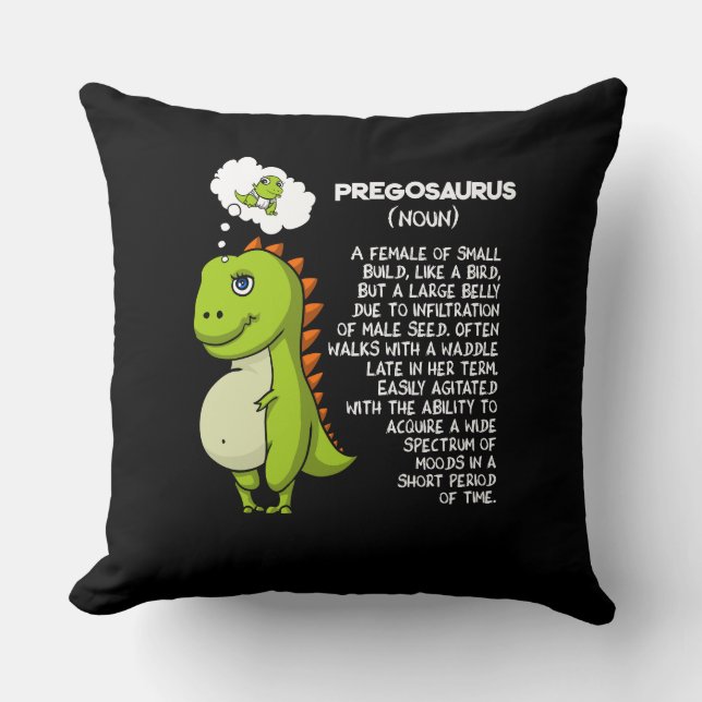 Pregosaurus T-Rex Dinosaur Mum Pregnancy Mother Cushion (Front)