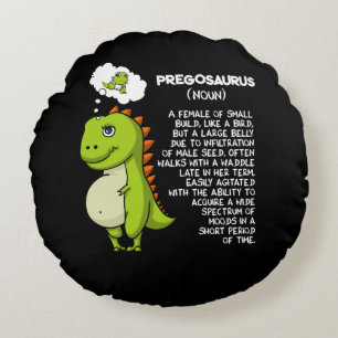 Pregosaurus T-Rex Dinosaur Mum Pregnancy Mother Round Cushion