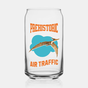 Prehistoric Air Traffic Pterodactyl Pilot Humour Can Glass