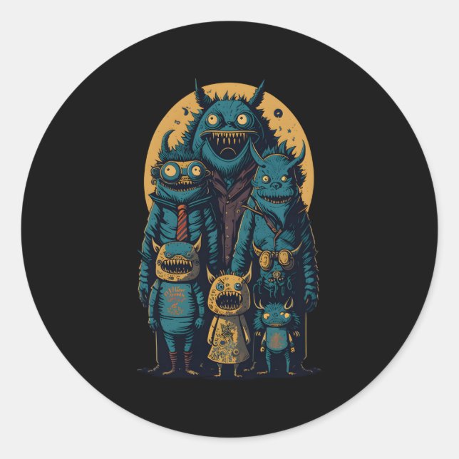 Prehistoric Aliens Landing On Eh Classic Round Sticker (Front)