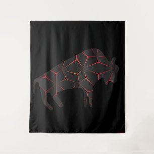 Prehistoric Animals Fiery Bison Tapestry