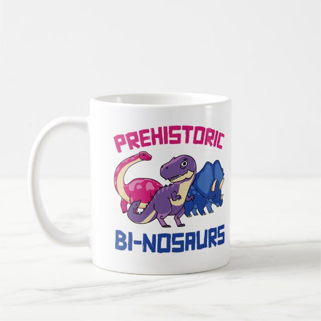 Prehistoric Binosaurs Bi-nosaurs Coffee Mug (Left)