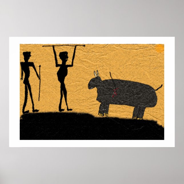 Prehistoric Cave Drawing Of A Hunt  Poster (Front)