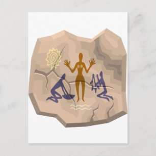 Prehistoric Cave Drawing Woman & Servants Postcard