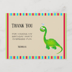Prehistoric Dinosaur Birthday Party Thank You Postcard
