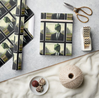 Prehistoric Dinosaur Businessman, Fun AI Generated Wrapping Paper