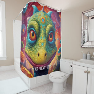 Prehistoric Dinosaur Magical Colourful Animals  Shower Curtain
