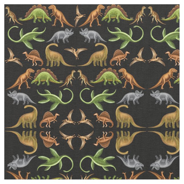 Prehistoric Dinosaur Paleo Dark Fabric (Close Up)