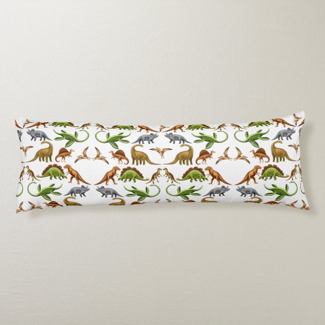 Prehistoric Dinosaur Paleo Lovers Body Pillow (Back)